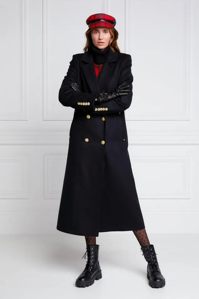 Women In Stock Tailoring Holland Cooper Double Breasted Coat Soft Black