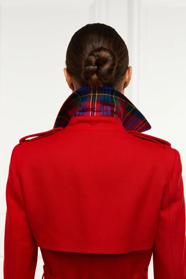 Women In Stock Tailoring Holland Cooper Full Length Marlborough Trench Coat Red Barathea