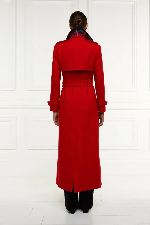 Women In Stock Tailoring Holland Cooper Full Length Marlborough Trench Coat Red Barathea
