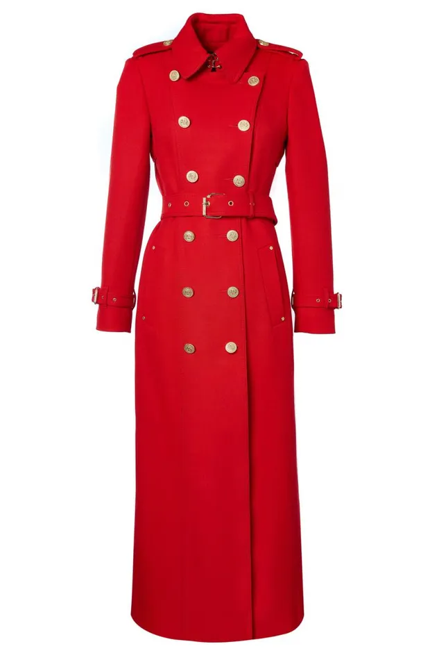 Women In Stock Tailoring Holland Cooper Full Length Marlborough Trench Coat Red Barathea