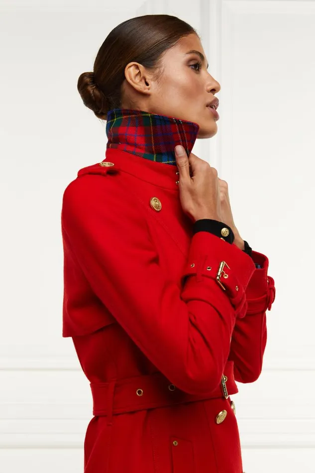Women In Stock Tailoring Holland Cooper Full Length Marlborough Trench Coat Red Barathea
