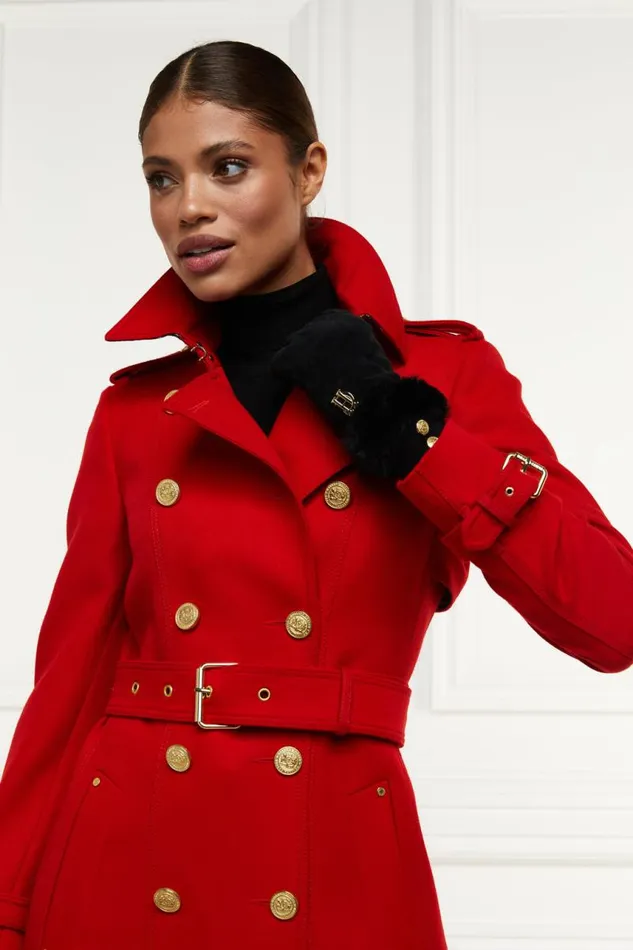 Women In Stock Tailoring Holland Cooper Full Length Marlborough Trench Coat Red Barathea