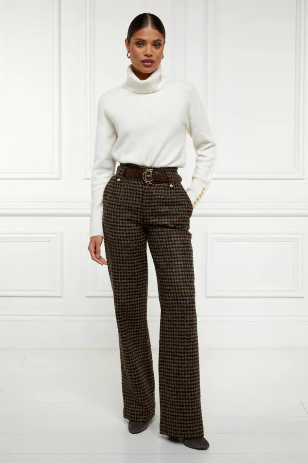 Women In Stock Tailoring Holland Cooper High Waisted Straight Trouser Chocolate Houndstooth Women In Stock Tailoring Holland Cooper High Waisted Straight Trouser Chocolate Houndstooth