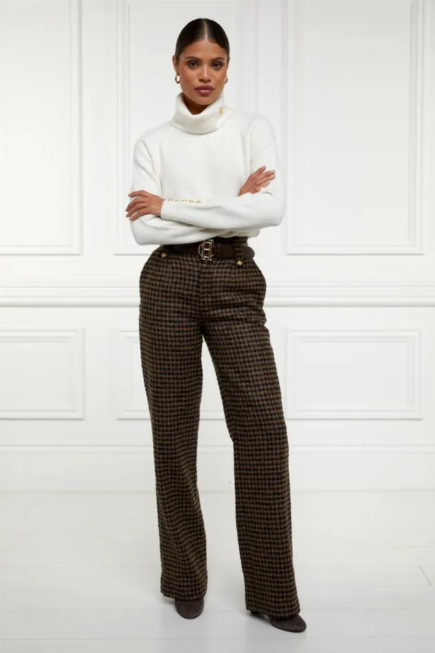 Women In Stock Tailoring Holland Cooper High Waisted Straight Trouser Chocolate Houndstooth Women In Stock Tailoring Holland Cooper High Waisted Straight Trouser Chocolate Houndstooth