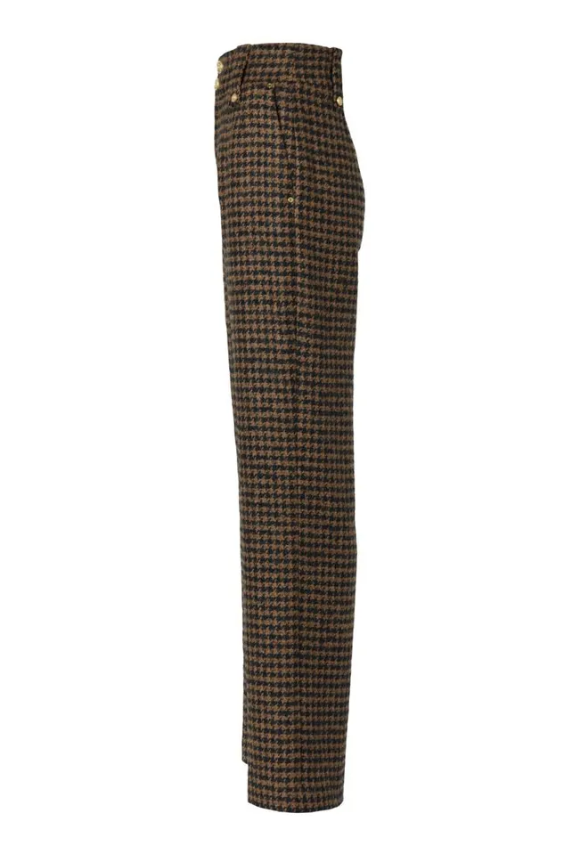 Women In Stock Tailoring Holland Cooper High Waisted Straight Trouser Chocolate Houndstooth Women In Stock Tailoring Holland Cooper High Waisted Straight Trouser Chocolate Houndstooth