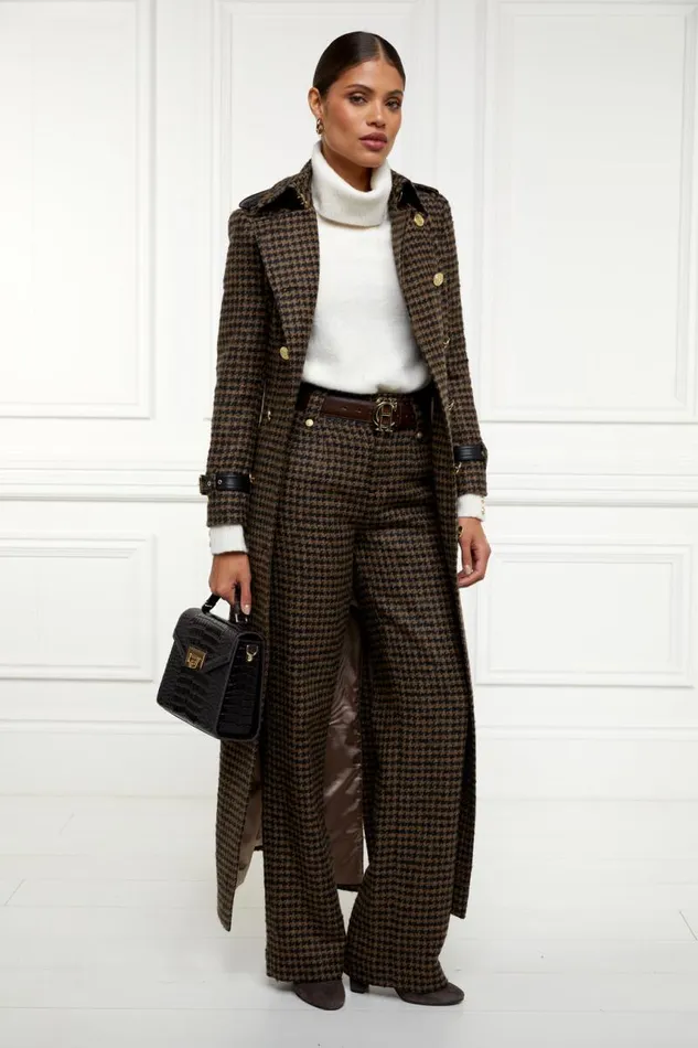 Women In Stock Tailoring Holland Cooper High Waisted Straight Trouser Chocolate Houndstooth Women In Stock Tailoring Holland Cooper High Waisted Straight Trouser Chocolate Houndstooth