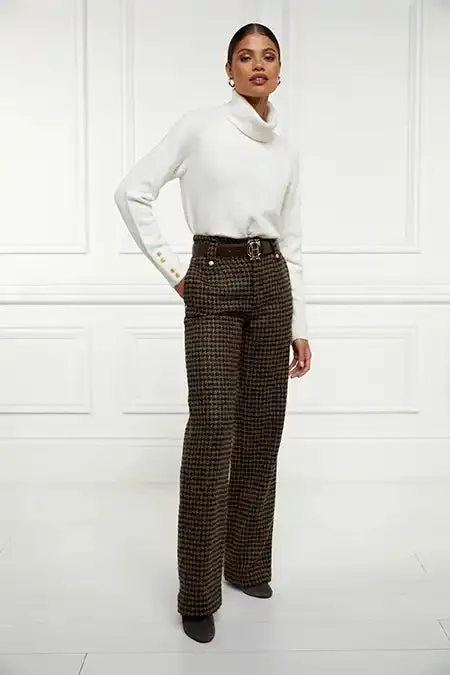 Women In Stock Tailoring Holland Cooper High Waisted Straight Trouser Chocolate Houndstooth Women In Stock Tailoring Holland Cooper High Waisted Straight Trouser Chocolate Houndstooth