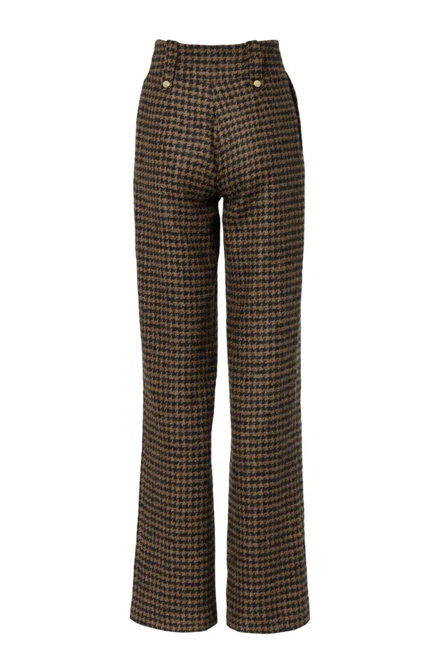 Women In Stock Tailoring Holland Cooper High Waisted Straight Trouser Chocolate Houndstooth Women In Stock Tailoring Holland Cooper High Waisted Straight Trouser Chocolate Houndstooth