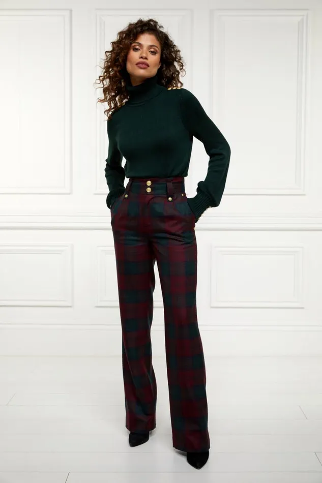 Women In Stock Tailoring Holland Cooper High Waisted Straight Trouser Mulberry Tartan Women In Stock Tailoring Holland Cooper High Waisted Straight Trouser Mulberry Tartan
