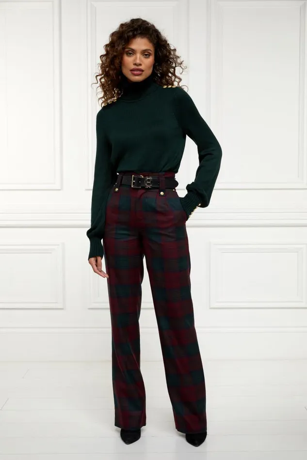 Women In Stock Tailoring Holland Cooper High Waisted Straight Trouser Mulberry Tartan Women In Stock Tailoring Holland Cooper High Waisted Straight Trouser Mulberry Tartan