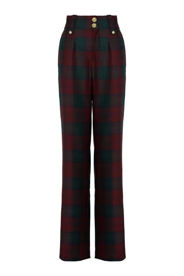 Women In Stock Tailoring Holland Cooper High Waisted Straight Trouser Mulberry Tartan Women In Stock Tailoring Holland Cooper High Waisted Straight Trouser Mulberry Tartan