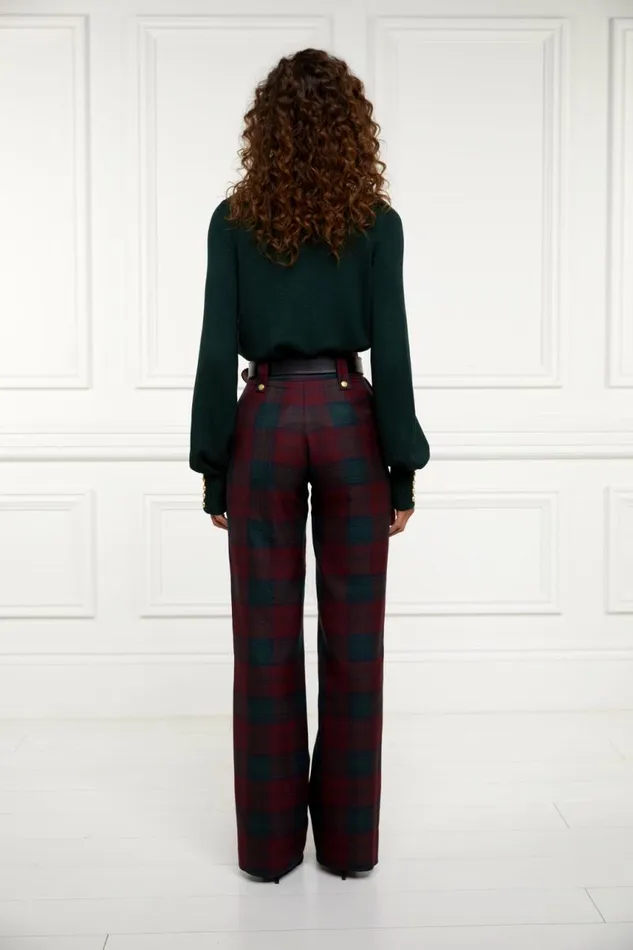 Women In Stock Tailoring Holland Cooper High Waisted Straight Trouser Mulberry Tartan Women In Stock Tailoring Holland Cooper High Waisted Straight Trouser Mulberry Tartan