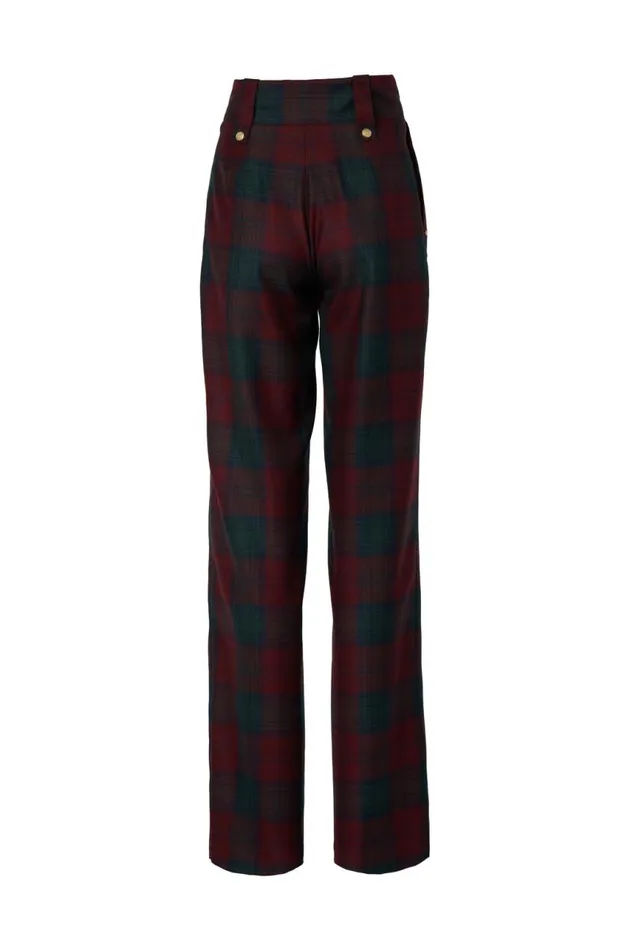 Women In Stock Tailoring Holland Cooper High Waisted Straight Trouser Mulberry Tartan Women In Stock Tailoring Holland Cooper High Waisted Straight Trouser Mulberry Tartan