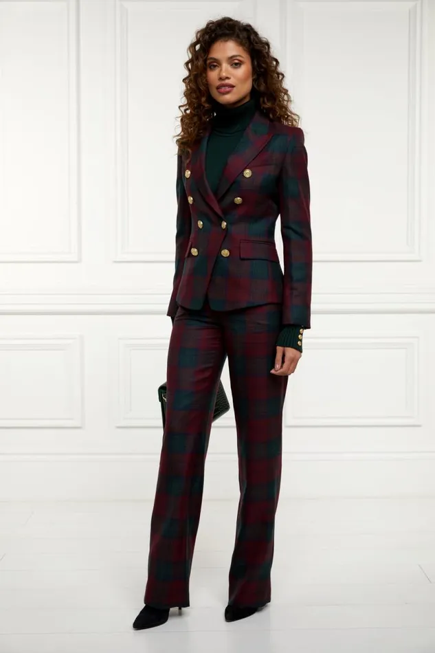 Women In Stock Tailoring Holland Cooper High Waisted Straight Trouser Mulberry Tartan Women In Stock Tailoring Holland Cooper High Waisted Straight Trouser Mulberry Tartan