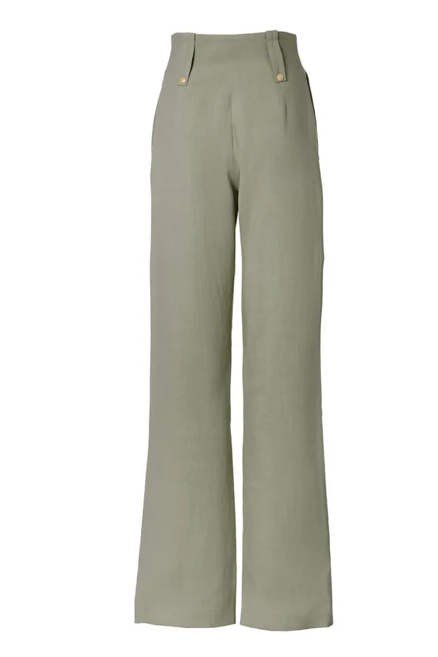 Women In Stock Tailoring Holland Cooper High Waisted Straight Trouser Sage Linen Women In Stock Tailoring Holland Cooper High Waisted Straight Trouser Sage Linen