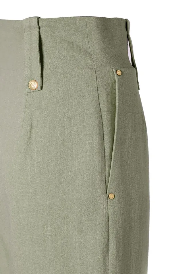 Women In Stock Tailoring Holland Cooper High Waisted Straight Trouser Sage Linen Women In Stock Tailoring Holland Cooper High Waisted Straight Trouser Sage Linen