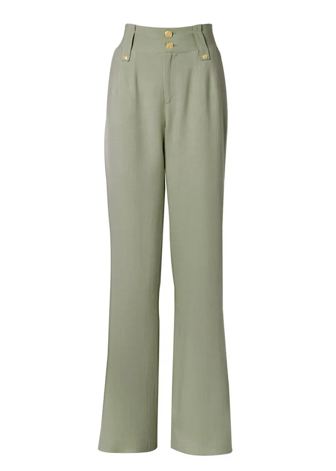 Women In Stock Tailoring Holland Cooper High Waisted Straight Trouser Sage Linen Women In Stock Tailoring Holland Cooper High Waisted Straight Trouser Sage Linen