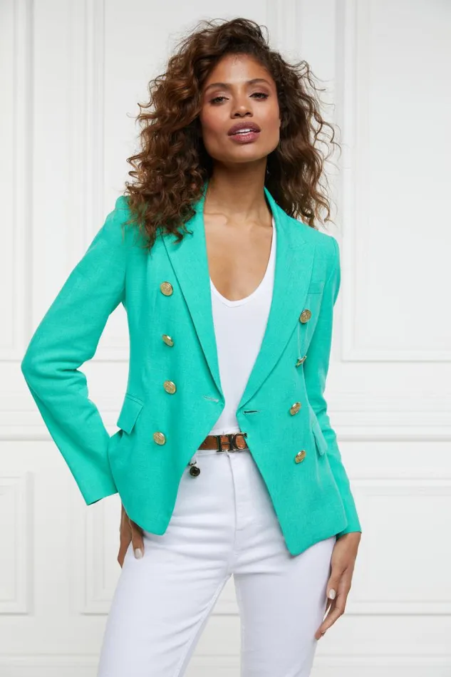Women In Stock Tailoring Holland Cooper Knightsbridge Blazer Jade Linen