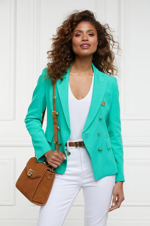 Women In Stock Tailoring Holland Cooper Knightsbridge Blazer Jade Linen
