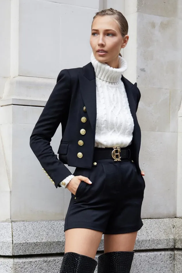 Women In Stock Tailoring Holland Cooper Luxe Tailored Short Black Barathea