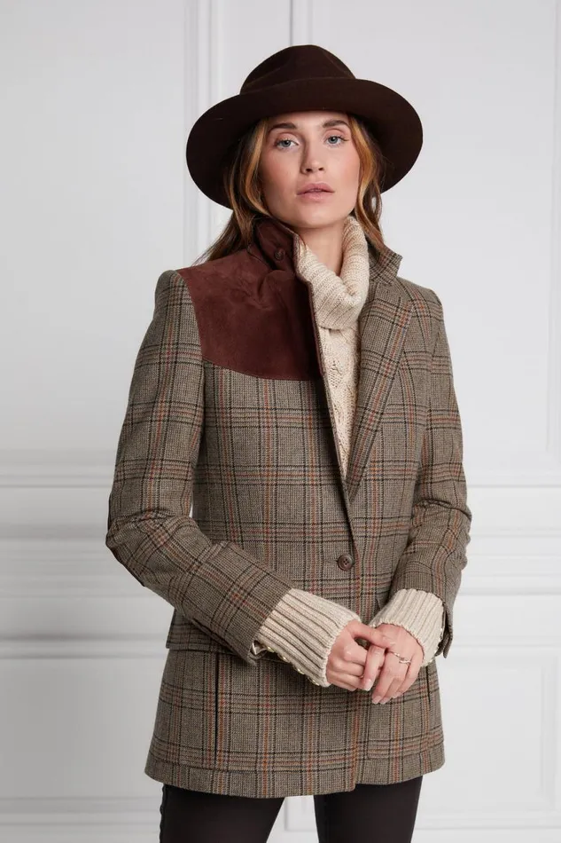 Women In Stock Tailoring Holland Cooper Single Breasted Field Blazer Bourbon Tweed