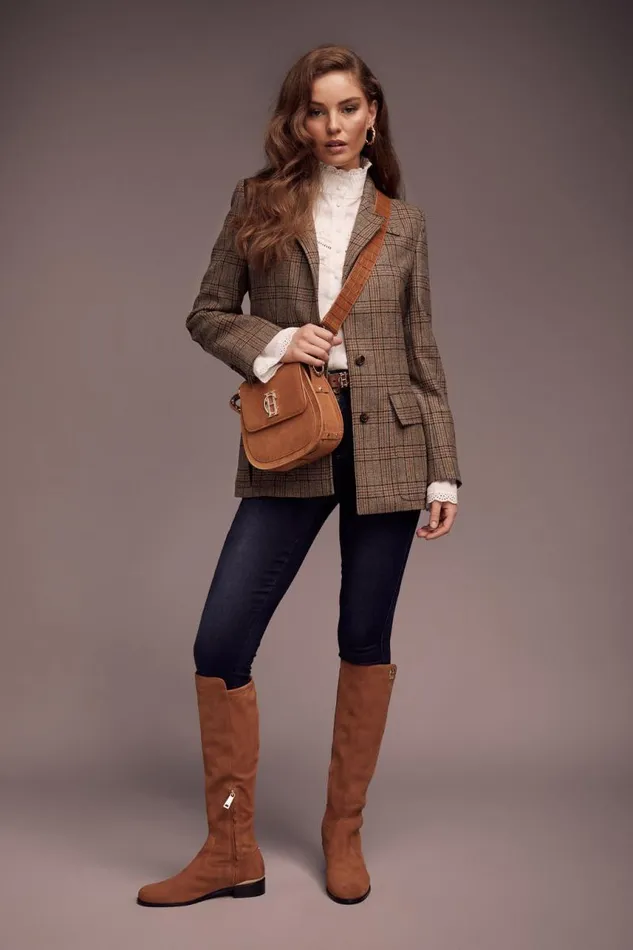 Women In Stock Tailoring Holland Cooper Single Breasted Field Blazer Bourbon Tweed