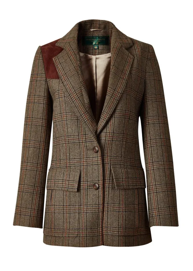 Women In Stock Tailoring Holland Cooper Single Breasted Field Blazer Bourbon Tweed