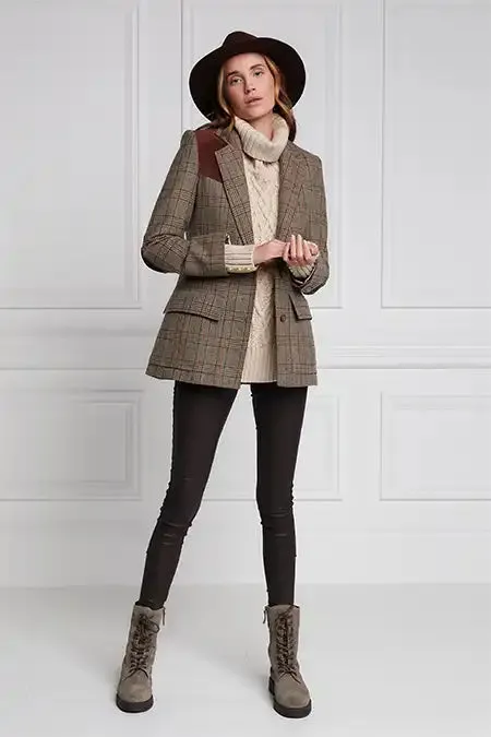 Women In Stock Tailoring Holland Cooper Single Breasted Field Blazer Bourbon Tweed