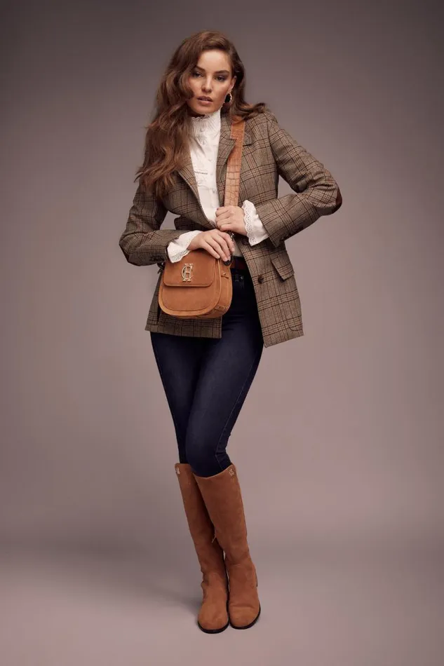 Women In Stock Tailoring Holland Cooper Single Breasted Field Blazer Bourbon Tweed