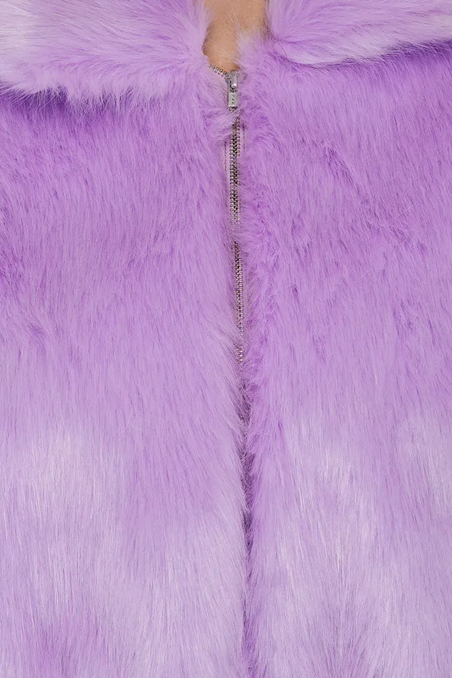 Women Jackets America and Beyond Lavender Lover Faux Fur Bomber Jacket