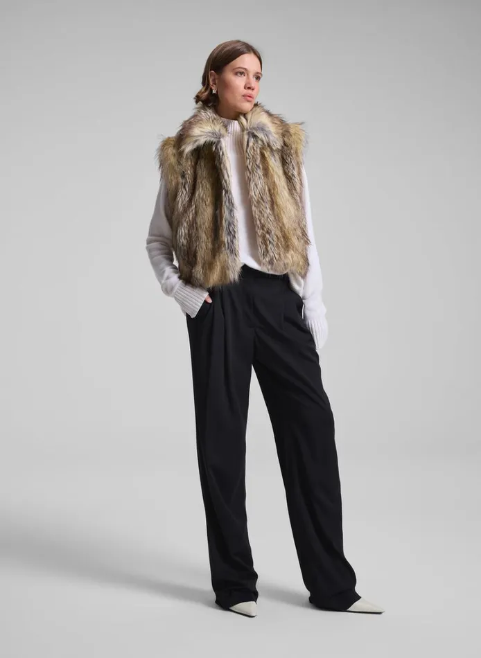 Women Jackets and Coats ALC Naya Faux Fur Vest Brown Coyote
