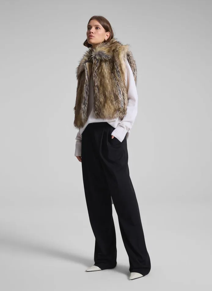 Women Jackets and Coats ALC Naya Faux Fur Vest Brown Coyote