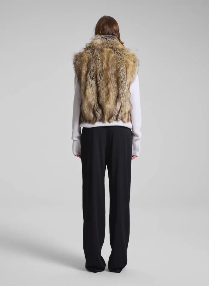 Women Jackets and Coats ALC Naya Faux Fur Vest Brown Coyote
