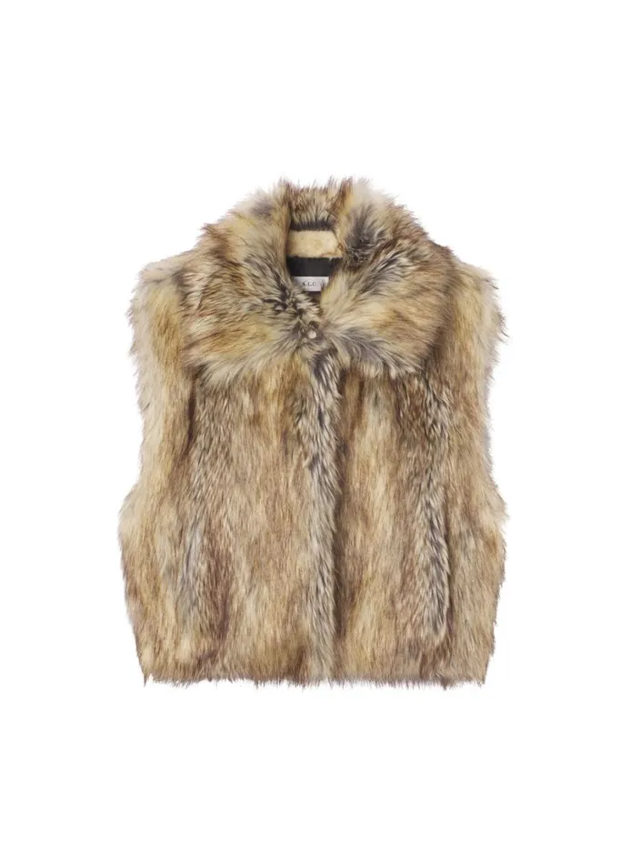 Women Jackets and Coats ALC Naya Faux Fur Vest Brown Coyote
