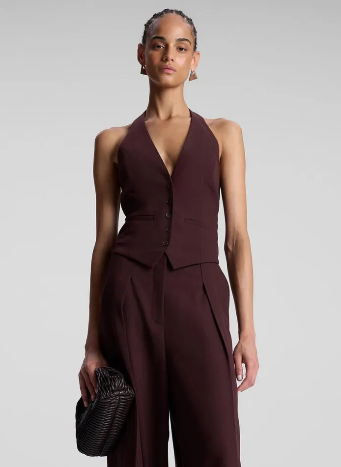 Women Jackets and Coats ALC Woodson II Tailored Vest Chocolate Plum