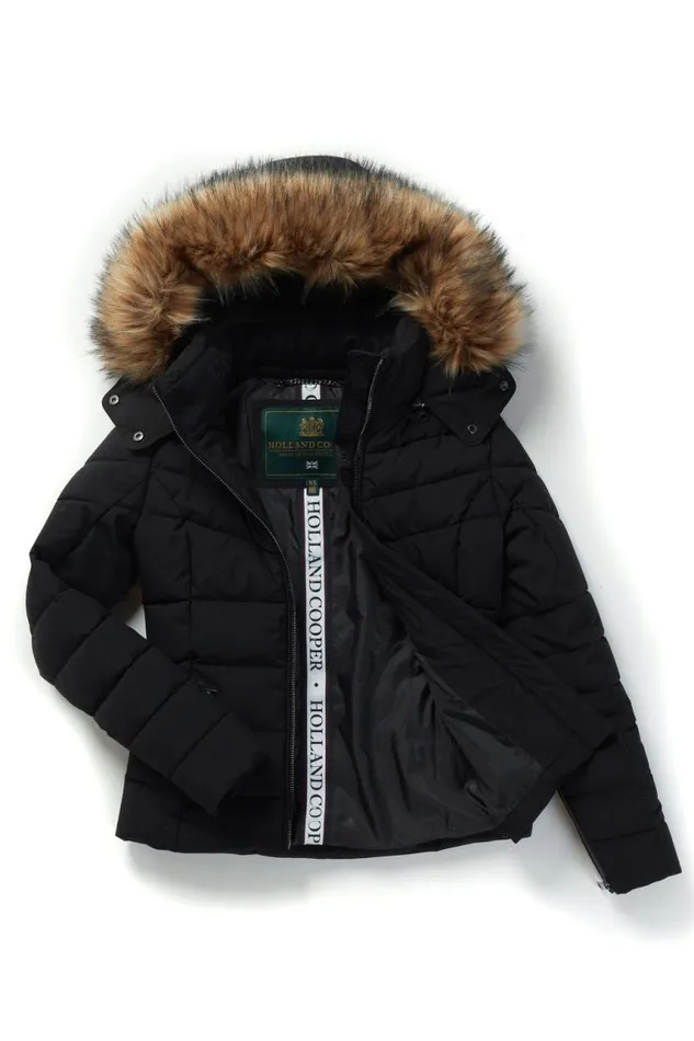 Women Jackets Holland Cooper Whistler Puffer Jacket Black Natural