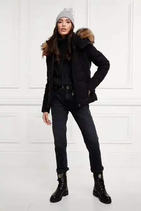 Women Jackets Holland Cooper Whistler Puffer Jacket Black Natural