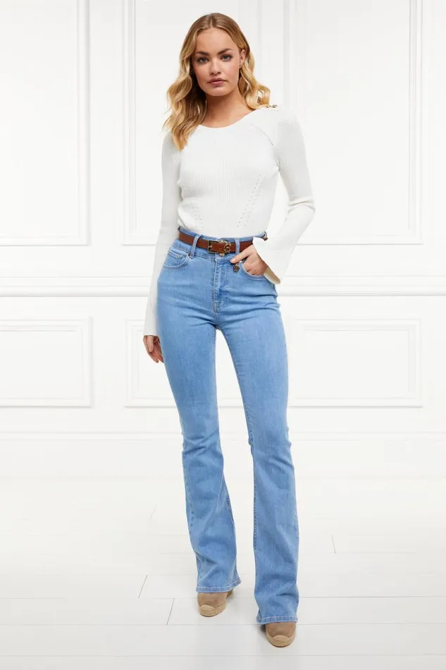 Women Jeans Holland Cooper High Rise Flared Jean Light Denim Women Jeans Holland Cooper High Rise Flared Jean Light Denim