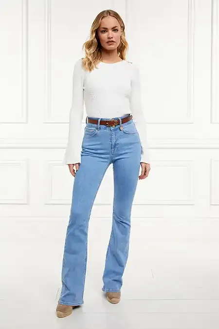 Women Jeans Holland Cooper High Rise Flared Jean Light Denim Women Jeans Holland Cooper High Rise Flared Jean Light Denim