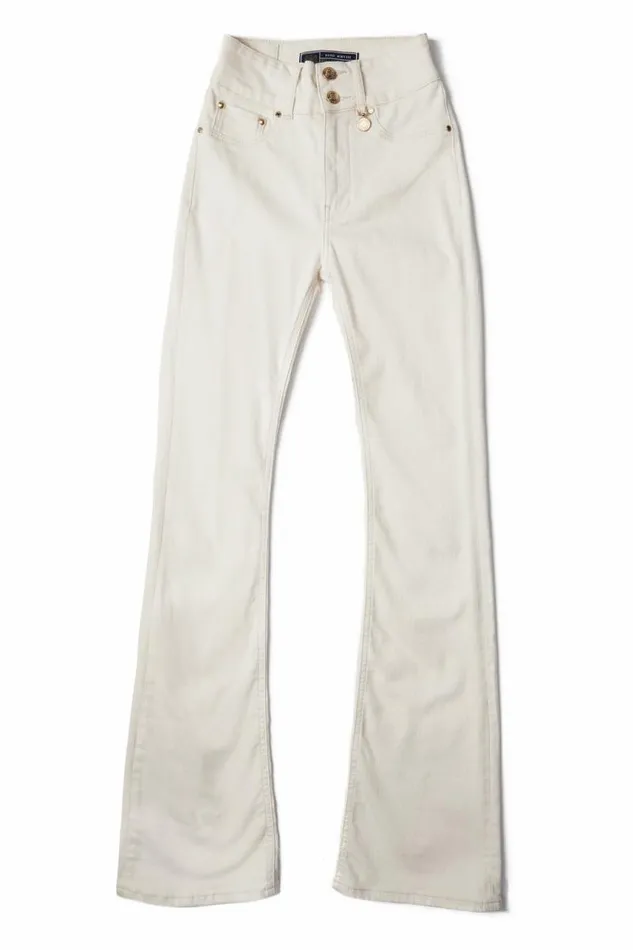 Women Jeans Holland Cooper High Rise Flared Jean Oatmeal Women Jeans Holland Cooper High Rise Flared Jean Oatmeal
