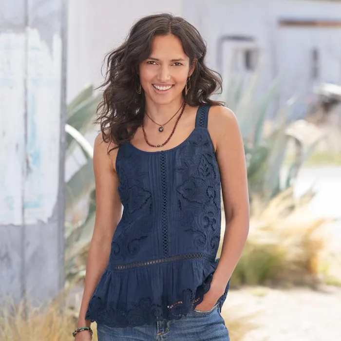 Women Jessie Jo Lace Camisole Midnight Sundance Catalog Tops