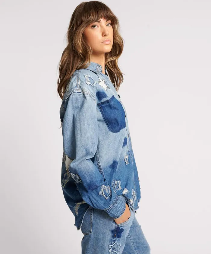 Women JOHNNY BLUE STAR CLASSIC EVERYDAY SHIRT One Teaspoon Denim Shirts Women JOHNNY BLUE STAR CLASSIC EVERYDAY SHIRT One Teaspoon Denim Shirts