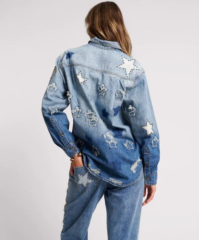 Women JOHNNY BLUE STAR CLASSIC EVERYDAY SHIRT One Teaspoon Denim Shirts Women JOHNNY BLUE STAR CLASSIC EVERYDAY SHIRT One Teaspoon Denim Shirts