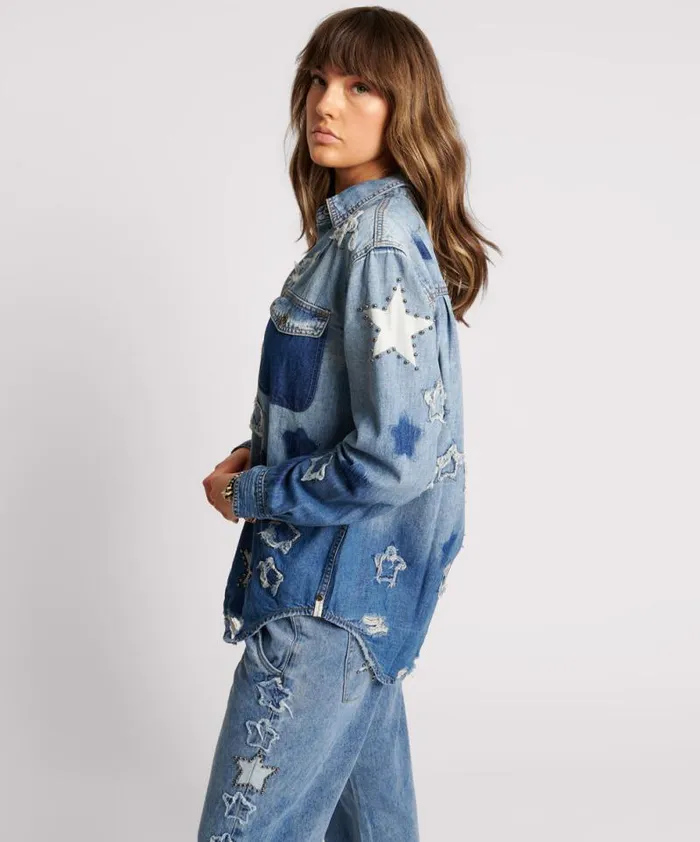 Women JOHNNY BLUE STAR CLASSIC EVERYDAY SHIRT One Teaspoon Denim Shirts Women JOHNNY BLUE STAR CLASSIC EVERYDAY SHIRT One Teaspoon Denim Shirts