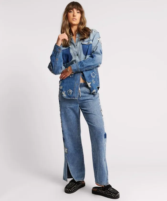 Women JOHNNY BLUE STAR CLASSIC EVERYDAY SHIRT One Teaspoon Denim Shirts Women JOHNNY BLUE STAR CLASSIC EVERYDAY SHIRT One Teaspoon Denim Shirts