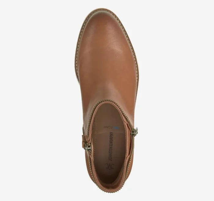 Women Johnston and Murphy Boots and Booties Mitzi Zipper Bootie Cognac Calfskin Women Johnston and Murphy Boots and Booties Mitzi Zipper Bootie Cognac Calfskin