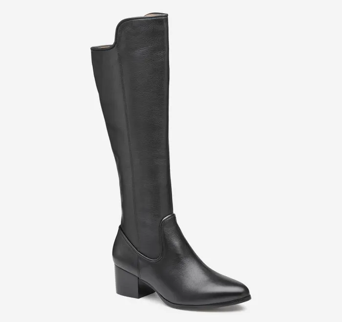 Women Johnston and Murphy Boots and Booties Trista Rider Boot Black Calfskin
