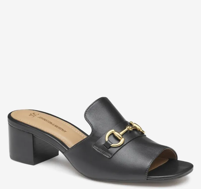 Women Johnston and Murphy Heels and Platform Wedges Edith Bit Slide Black Glove Leather Women Johnston and Murphy Heels and Platform Wedges Edith Bit Slide Black Glove Leather