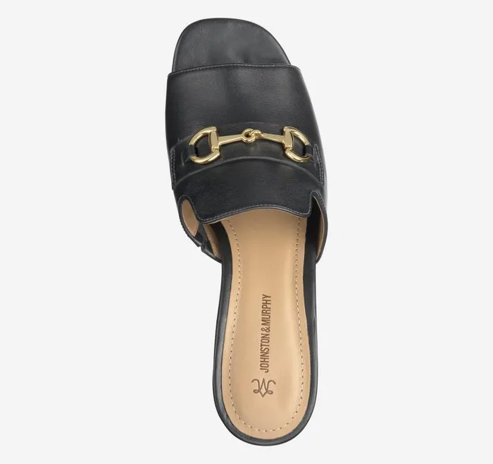 Women Johnston and Murphy Heels and Platform Wedges Edith Bit Slide Black Glove Leather Women Johnston and Murphy Heels and Platform Wedges Edith Bit Slide Black Glove Leather