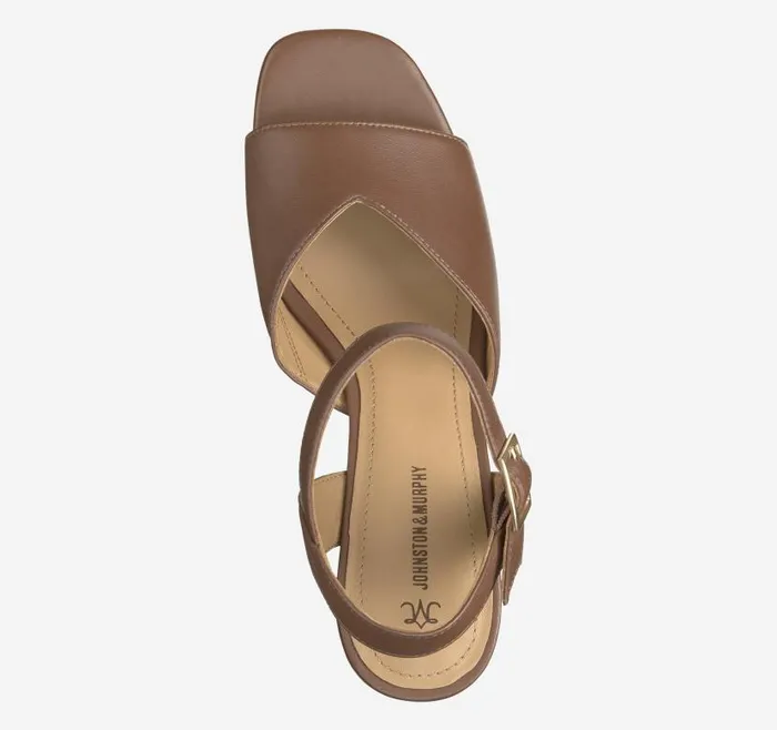Women Johnston and Murphy Heels and Platform Wedges Evelyn AnkleStrap Sandal Cognac Glove Leather Women Johnston and Murphy Heels and Platform Wedges Evelyn AnkleStrap Sandal Cognac Glove Leather